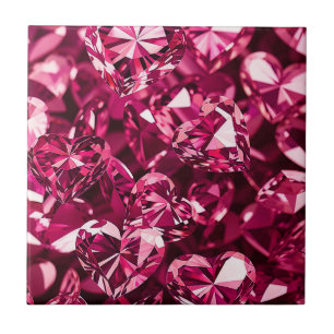 Pink Crystal Diamond Hearts Tile