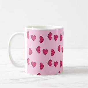Pink crystal hearts pattern coffee mug