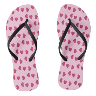 Pink crystal hearts pattern jandals