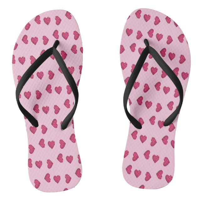 Pink crystal hearts pattern jandals (Footbed)