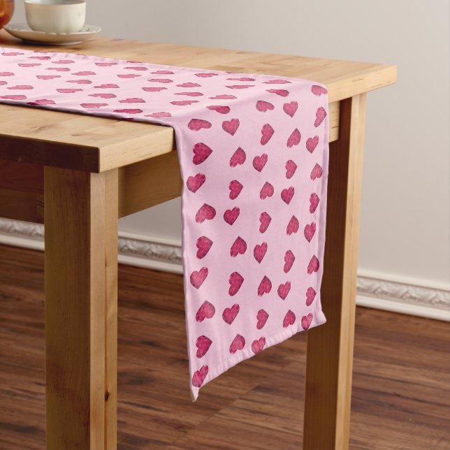 Pink crystal hearts pattern short table runner (In Situ)