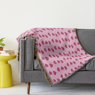 Pink crystal hearts pattern throw blanket