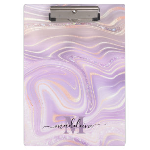 Pink Crystal Monogram  Clipboard