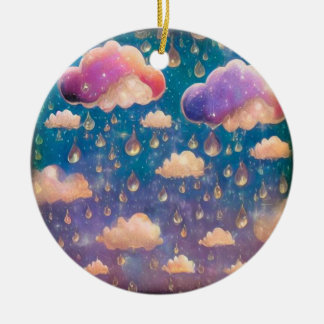 Pink Crystal Rain Clouds Ceramic Tree Decoration