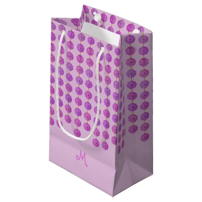 Pink Crystal Strands Monogram Gift Bag (Front Angled)