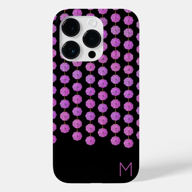Pink Crystal Strands Monogram Phone Case (Back)