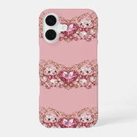 Pink Crystal Teddy Bears with Gem Heart