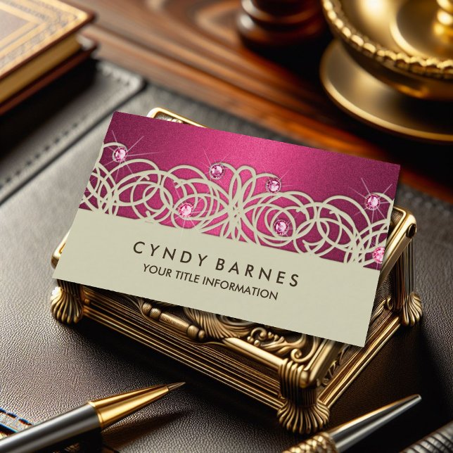 Pink Crystals and Lace Business Card (Creator Uploaded)