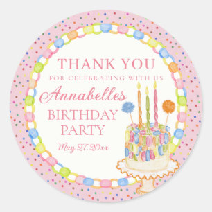 Pink Cue the Confetti Birthday Party Favour Classic Round Sticker