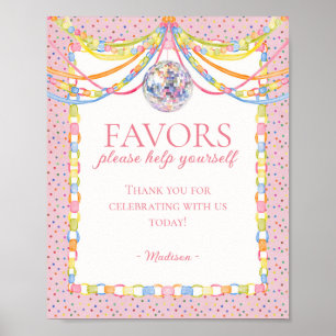 Pink Cue the Confetti Birthday Party Favours Sign