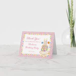 Pink Cue the Confetti Birthday Thank You Card