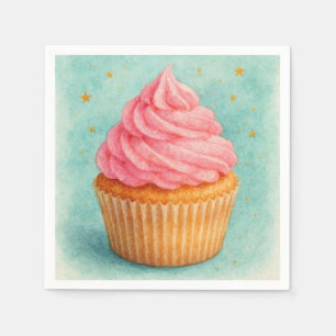 Pink Cup Cake Napkins. Napkin
