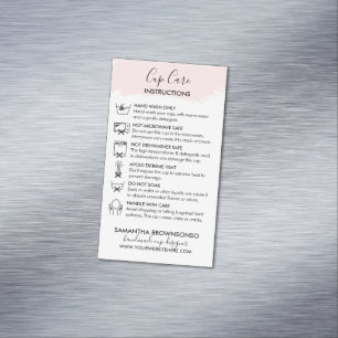 Pink Cup Care Instruction Customizable Magnetic Business Card