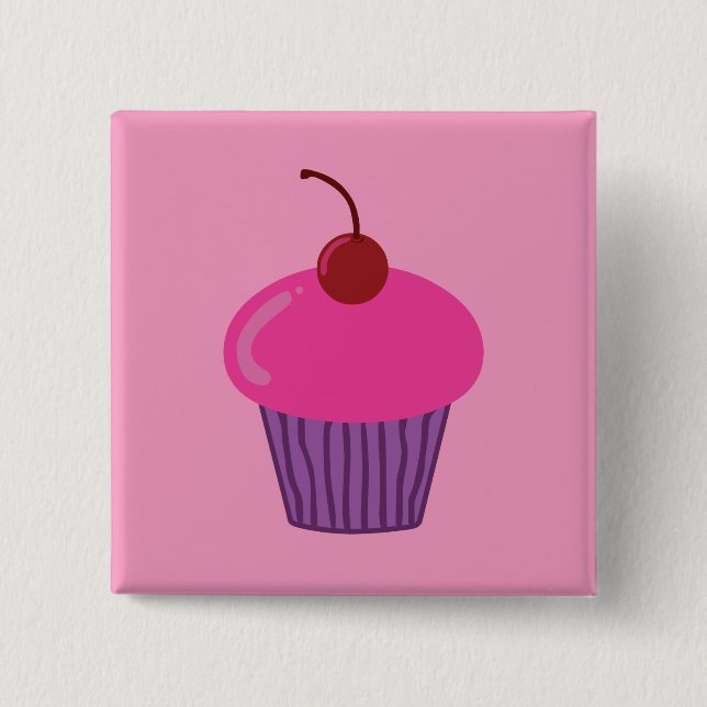 Pink Cupcake 15 Cm Square Badge (Front)