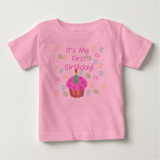 Pink Cupcake 1st Birthday Baby T-Shirt