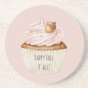 Pink Cupcake Acorn Coaster