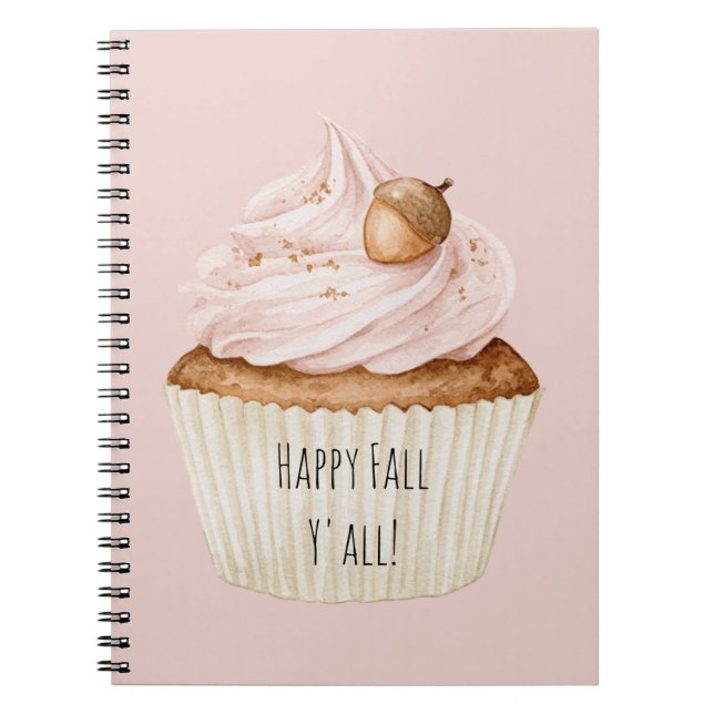 Pink Cupcake Acorn  Notebook (Front)
