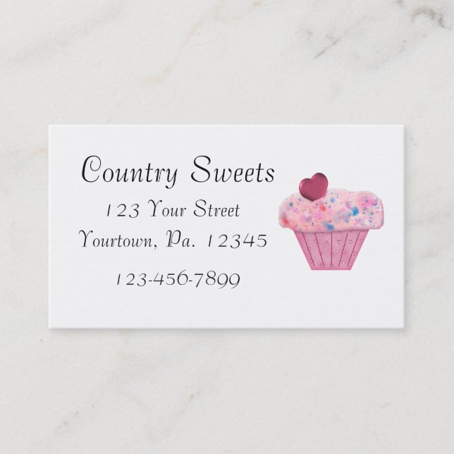 Pink Cupcake Bakery Business Card (Front)