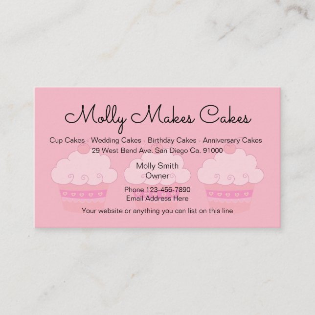 Pink Cupcake Bakery Businesscards Business Card (Front)