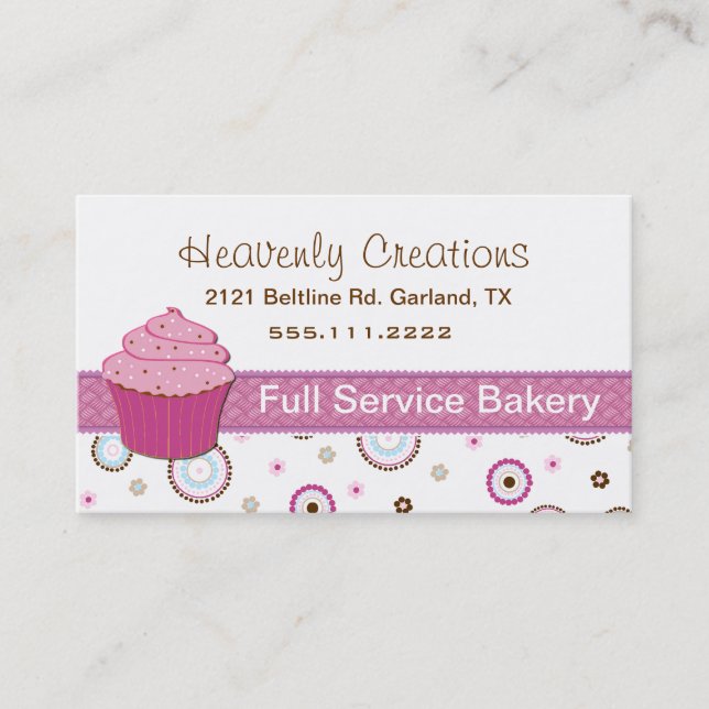 Pink Cupcake Bakery Cupcake Business Card (Front)