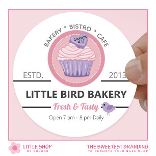 Pink Cupcake Bakery Customisable Classic Round Sticker