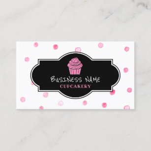 Pink Cupcake Bakery Cute Polka Dots Business Card