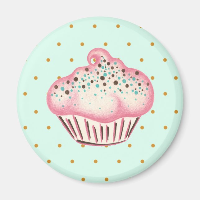 Pink Cupcake Bakery Kitchen Magnet (Front)