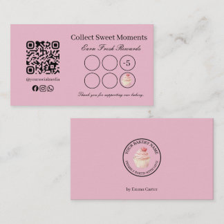 Pink Cupcake Bakery Loyalty Punch Card
