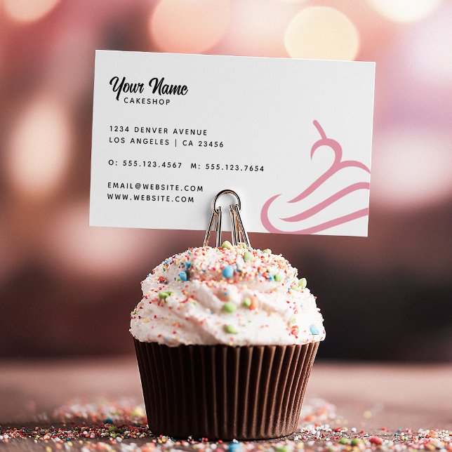 Pink Cupcake Bakery Pastry Chef  Business Card (Creator Uploaded)