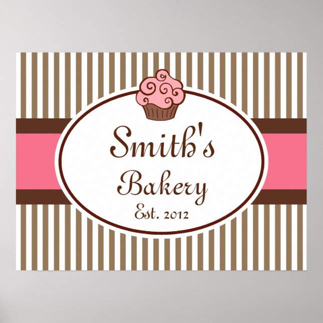 Pink Cupcake Bakery Sign Art  Print (Front)
