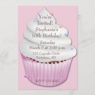 Pink Cupcake Birthday Invitation