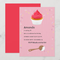 Pink Cupcake Birthday Party invitation