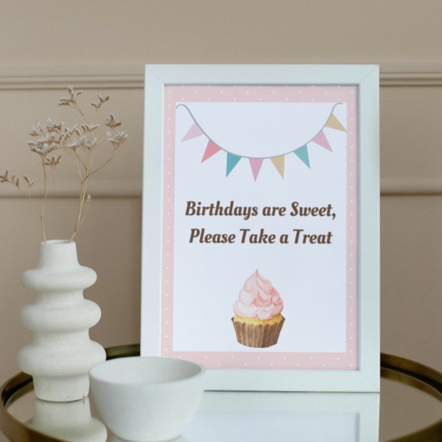 Pink Cupcake Birthday Party Sign (Creator Uploaded)