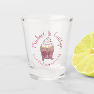 Pink Cupcake Bow Sprinkles Wedding Bridal Shower Shot Glass