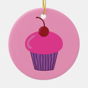 Pink Cupcake Ceramic Tree Decoration