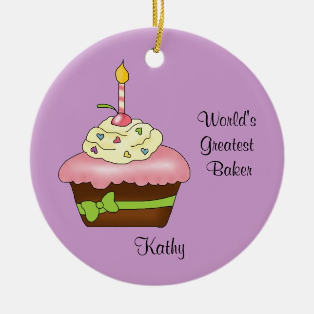 Pink Cupcake Christmas Ornament (Front)