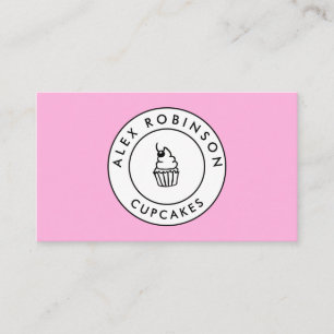 Pink cupcake circle logo bakery business card