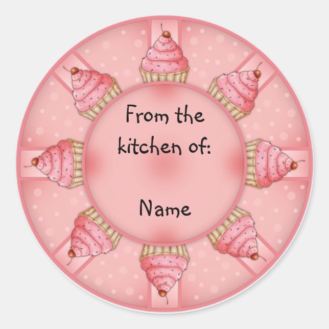 Pink Cupcake Classic Round Sticker (Front)