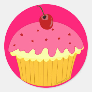 Pink Cupcake Classic Round Sticker