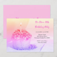 Pink Cupcake Colourful 30th birthday invitation