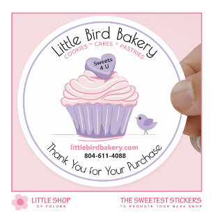 Pink Cupcake Customizable Bakery Thank You Classic Round Sticker