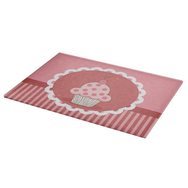 Pink Cupcake Design Cutting Board (Corner)
