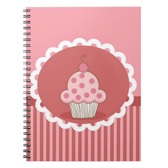 Pink Cupcake Design Spiral Notebook (Front)