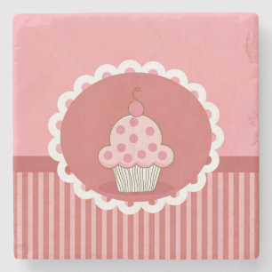 Pink Cupcake Design Stone Coaster