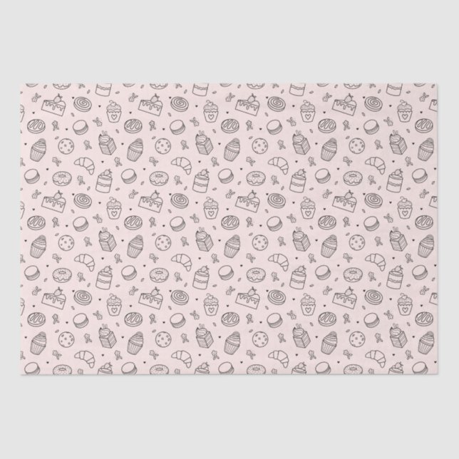 Pink Cupcake Dessert Bakery Tissue Paper (Front)