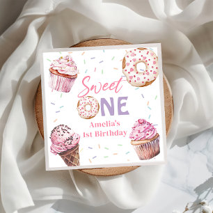 Pink Cupcake & Doughnut Birthday  Paper Napkin