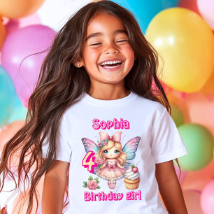 Pink cupcake fairy butterfly birthday T-Shirt
