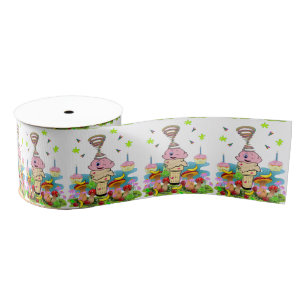 Pink Cupcake Happy Birthday Ribbon Grosgrain Ribbon