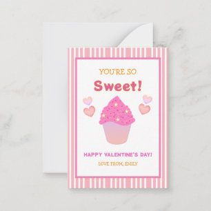 Pink Cupcake Heart You're So Sweet Valentine's Day Card