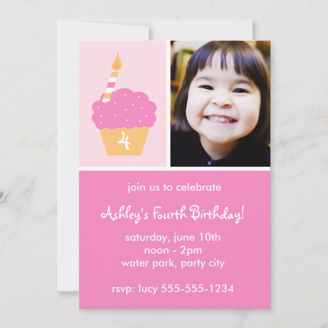 Pink Cupcake Invitation (Front)